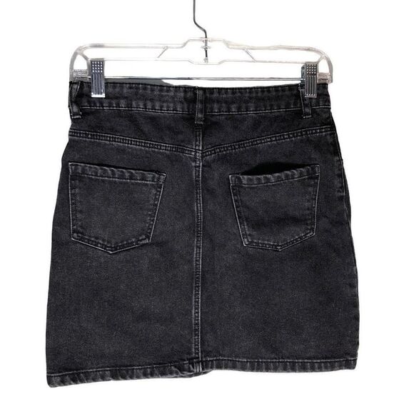 Denim Co. Teen's Black rhinestone Denim Button Fly Mini Skirt Size 7 - Picture 4 of 15